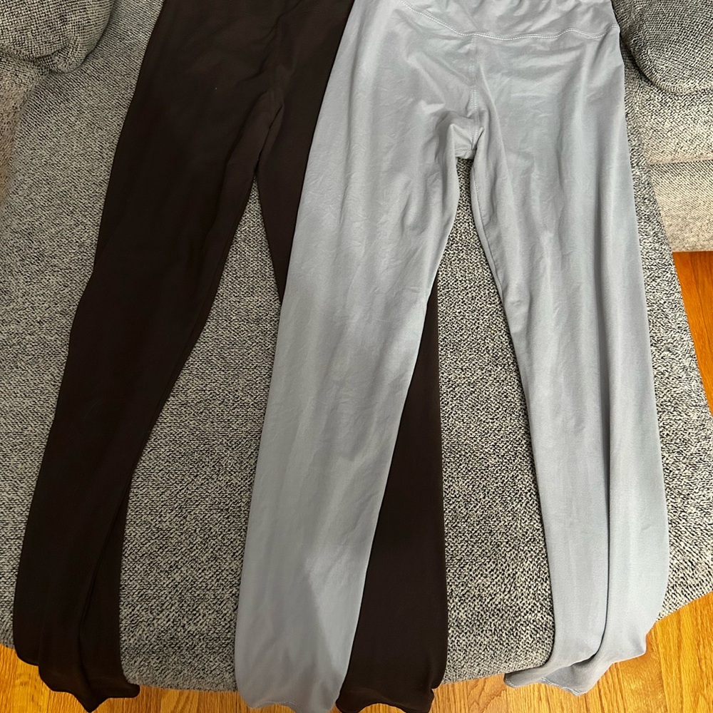Brown & Gray Stretch Leggings Lot of 2 Pull-On Lounge Active Pants